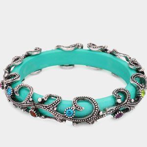 Crystal Floral Sleeve Turquoise Bracelet